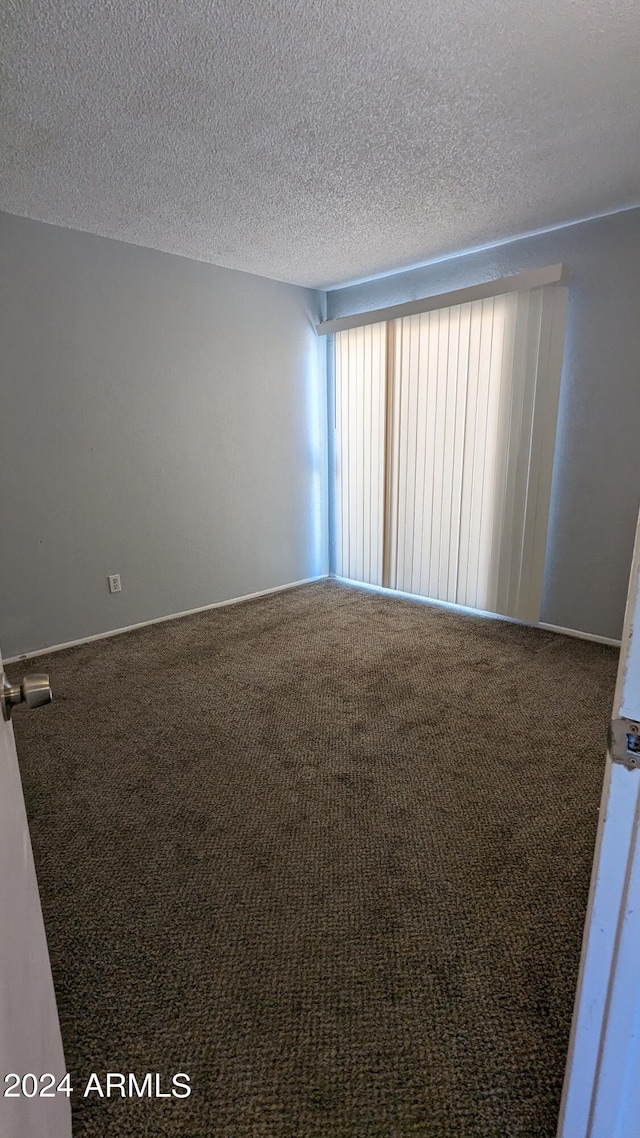 empty room featuring carpet and a textured ceiling