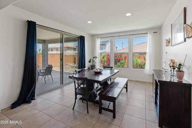26032 W Quail Ave, Buckeye, AZ 85396 - dining area featuring plenty of natural light, baseboards, light tile patterned floors, and recessed lighting
