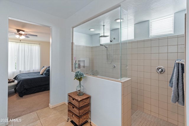 26032 W Quail Ave, Buckeye, AZ 85396 - ensuite bathroom featuring tile patterned floors, a walk in shower, and ceiling fan