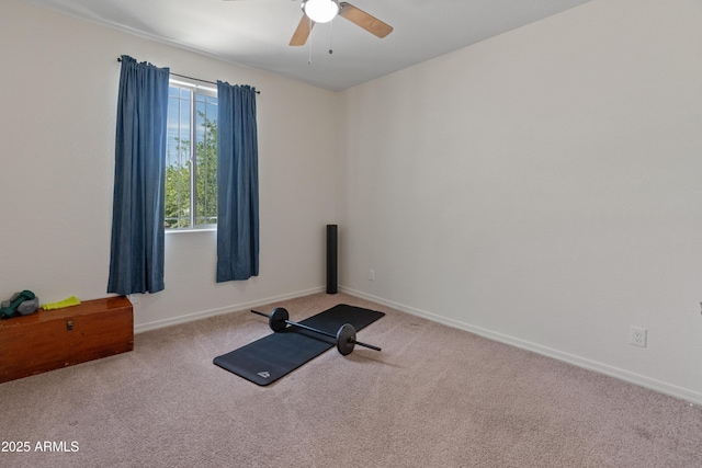 26032 W Quail Ave, Buckeye, AZ 85396 - exercise area with ceiling fan, carpet, and baseboards