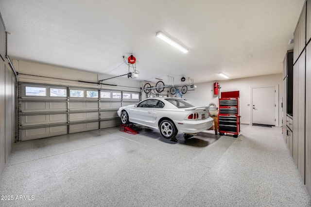 garage with a garage door opener