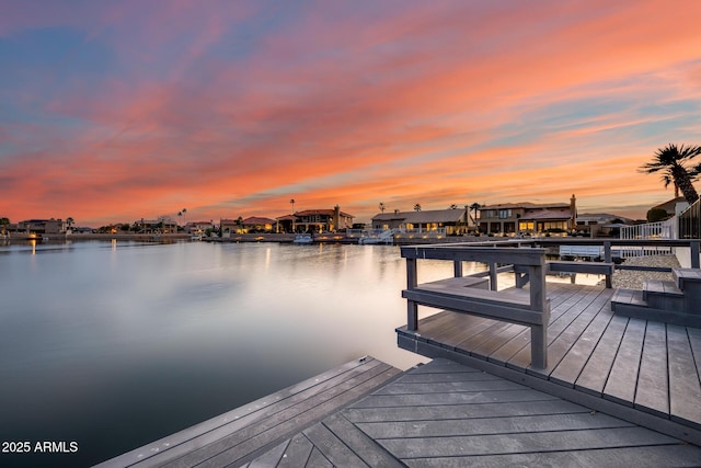 view of dock featuring a water view