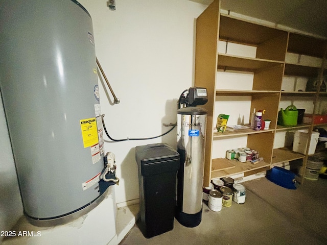 utility room featuring gas water heater