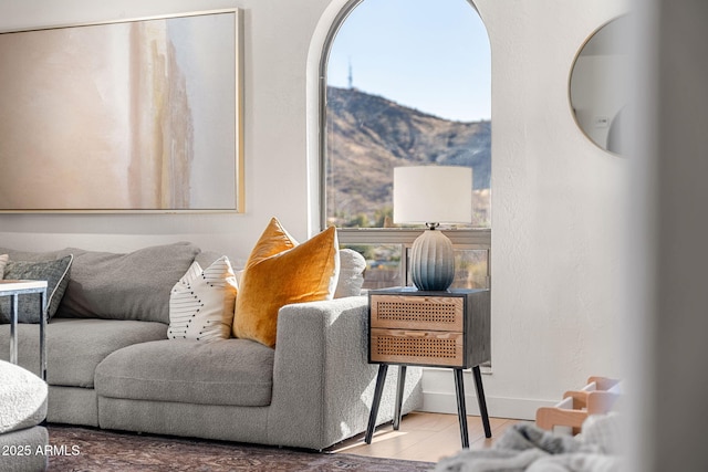 sitting room with a mountain view