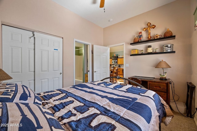 3123 S Indian Paint Ln, Pinetop, AZ 85935 - carpeted bedroom with ceiling fan and a closet