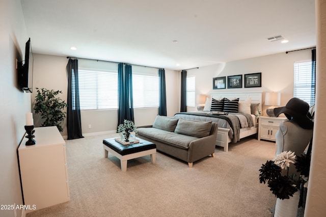 4226 E Coconino Pl, Chandler, AZ 85249 - bedroom featuring light carpet, multiple windows, and recessed lighting