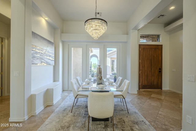 dining room with an inviting chandelier