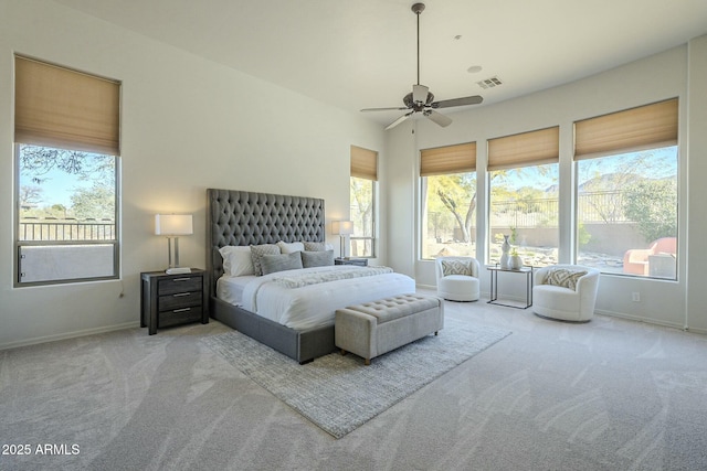 bedroom featuring carpet and ceiling fan