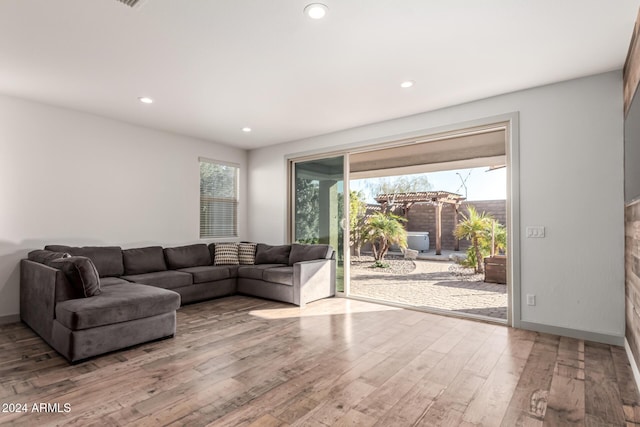 living room with hardwood / wood-style floors