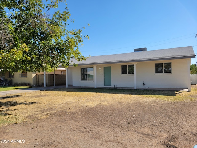 view of single story home