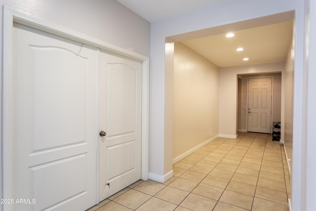 18575 W Vogel Ave, Goodyear, AZ 85338 - corridor with recessed lighting, light tile patterned flooring, and baseboards