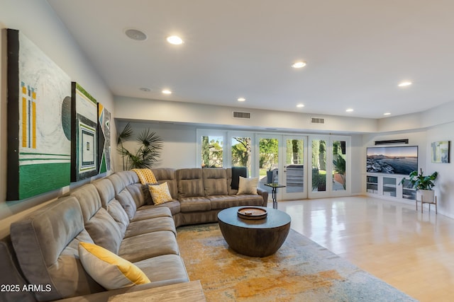 345 W Gardenia Dr, Phoenix, AZ 85021 - living room featuring visible vents, wood finished floors, and recessed lighting