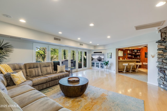 345 W Gardenia Dr, Phoenix, AZ 85021 - living area with wet bar, visible vents, recessed lighting, and wood finished floors