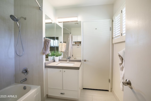 345 W Gardenia Dr, Phoenix, AZ 85021 - full bath with shower / bathing tub combination, tile patterned flooring, vanity, and plenty of natural light