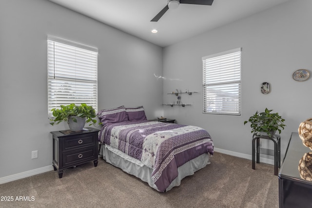 22837 E Silver Creek Ln, Queen Creek, AZ 85142 - carpeted bedroom with recessed lighting, a ceiling fan, and baseboards