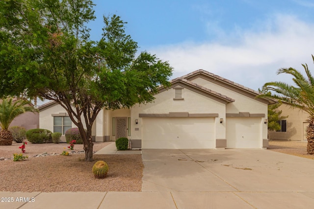 1112 E Winged Foot Dr, Chandler, AZ 85249 - view of front facade with driveway, an attached garage, a tile roof, and stucco siding