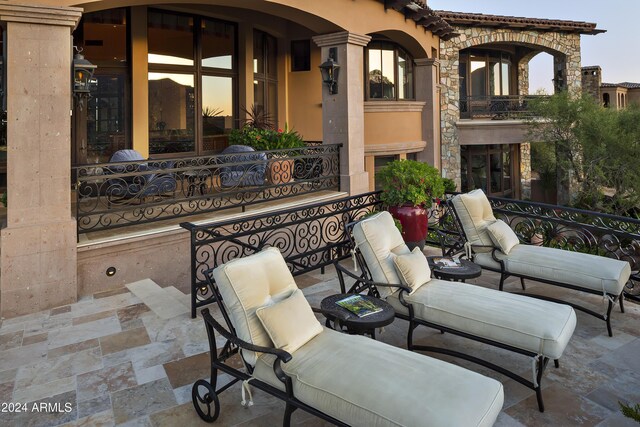 9808 E Honey Mesquite Dr, Scottsdale, AZ 85262 - view of patio / terrace with an outdoor living space