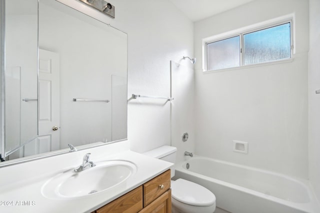 full bathroom featuring vanity, toilet, and shower / bathtub combination