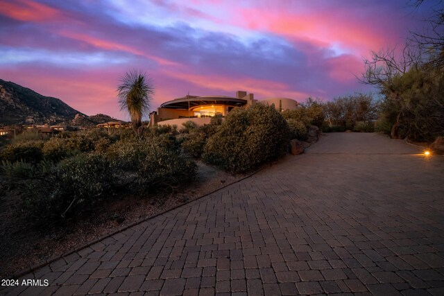 exterior space featuring a mountain view