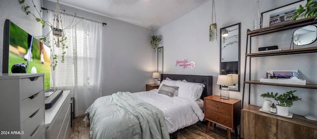 bedroom featuring dark hardwood / wood-style floors