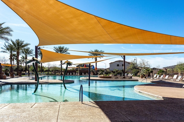 pool featuring a patio area