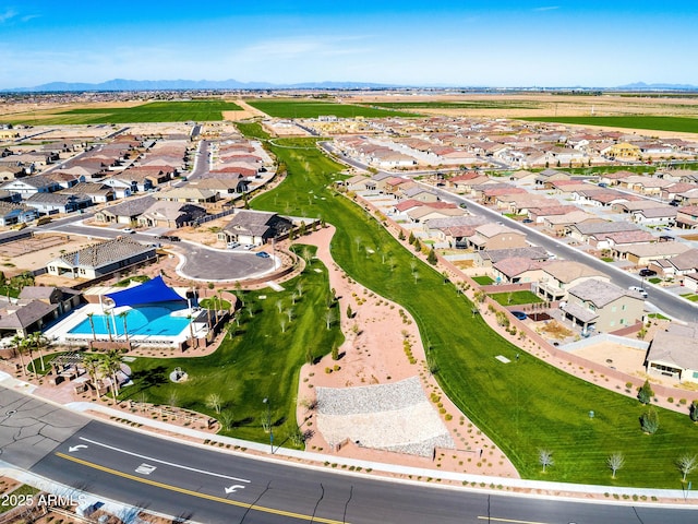 aerial view with a residential view and a mountain view