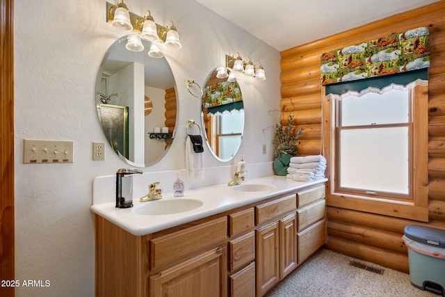 2 Acr 1027 Rd, Greer, AZ 85927 - bathroom with rustic walls and double vanity