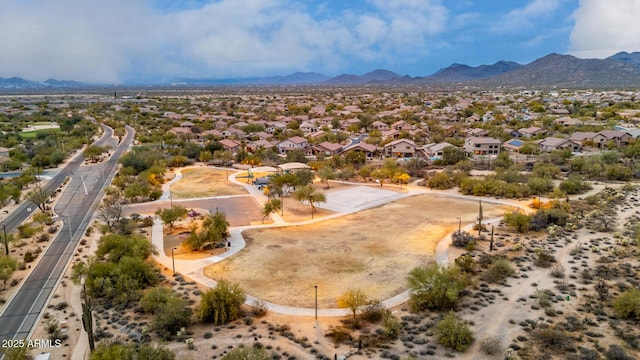 bird's eye view with a mountain view and a residential view