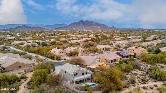 bird's eye view with a mountain view and a residential view