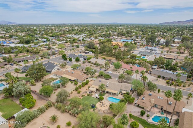6102 E Aster Dr, Scottsdale, AZ 85254 - aerial perspective of suburban area featuring a pool area and a mountain backdrop