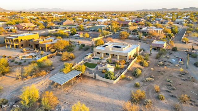 aerial view with a residential view and a mountain view