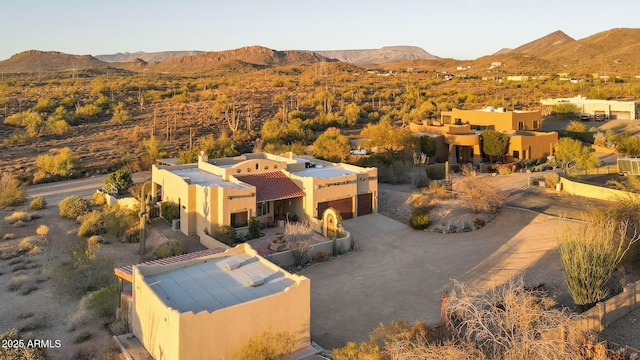 aerial view with a mountain view