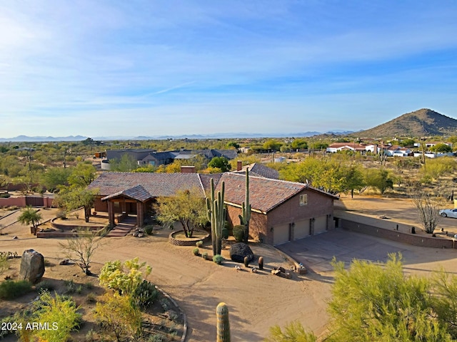 aerial view featuring a mountain view