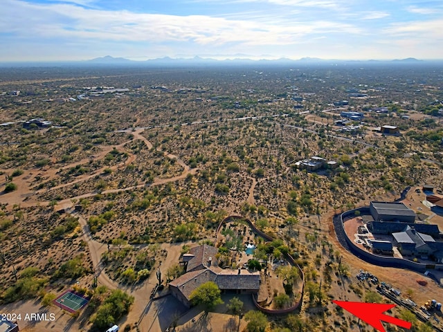 drone / aerial view with a mountain view