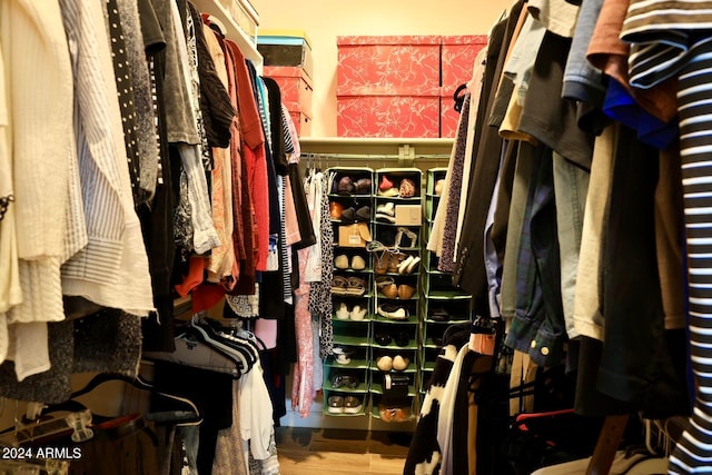 spacious closet featuring hardwood / wood-style flooring