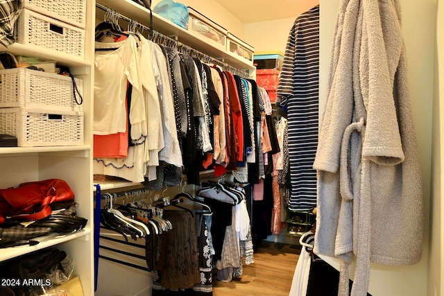 spacious closet featuring hardwood / wood-style flooring