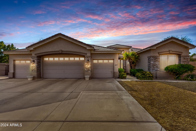 prairie-style house with a garage