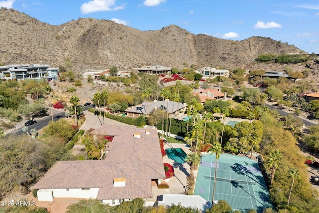 bird's eye view with a mountain view