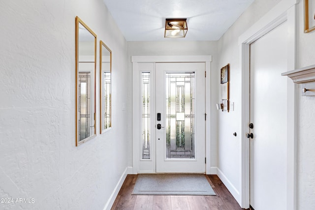 entryway with dark wood-type flooring