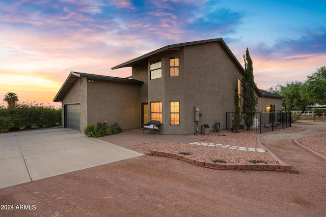 view of front facade featuring a garage