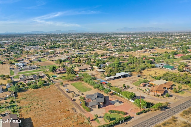 bird's eye view with a mountain view