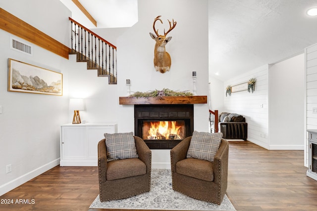 living area featuring hardwood / wood-style floors