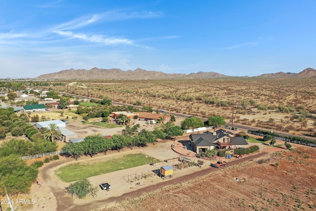 drone / aerial view featuring a mountain view