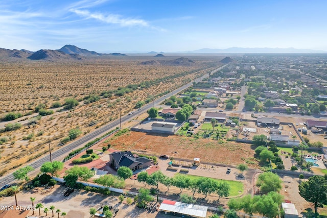 drone / aerial view featuring a mountain view