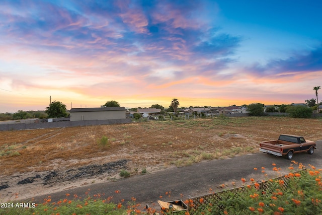 view of yard at dusk