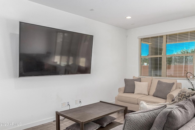 living room with hardwood / wood-style floors