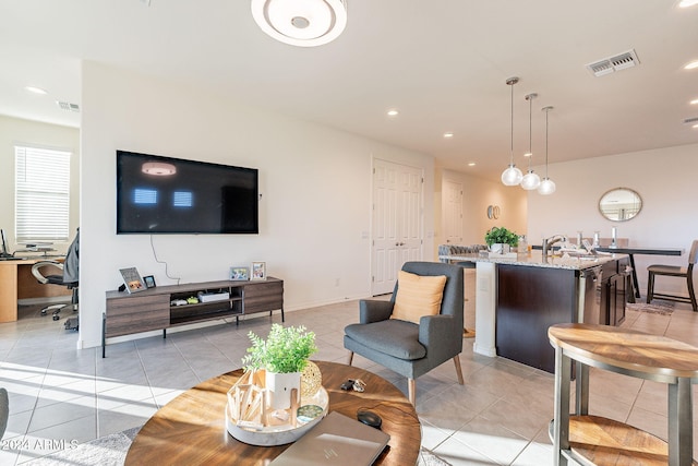 view of tiled living room