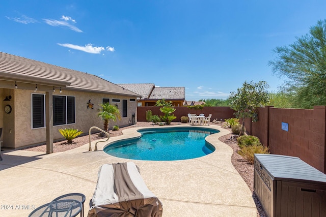 view of swimming pool with a patio area