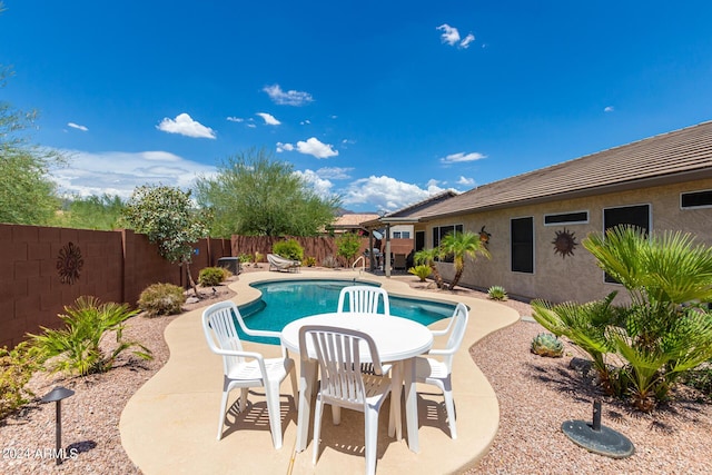 view of swimming pool with a patio area