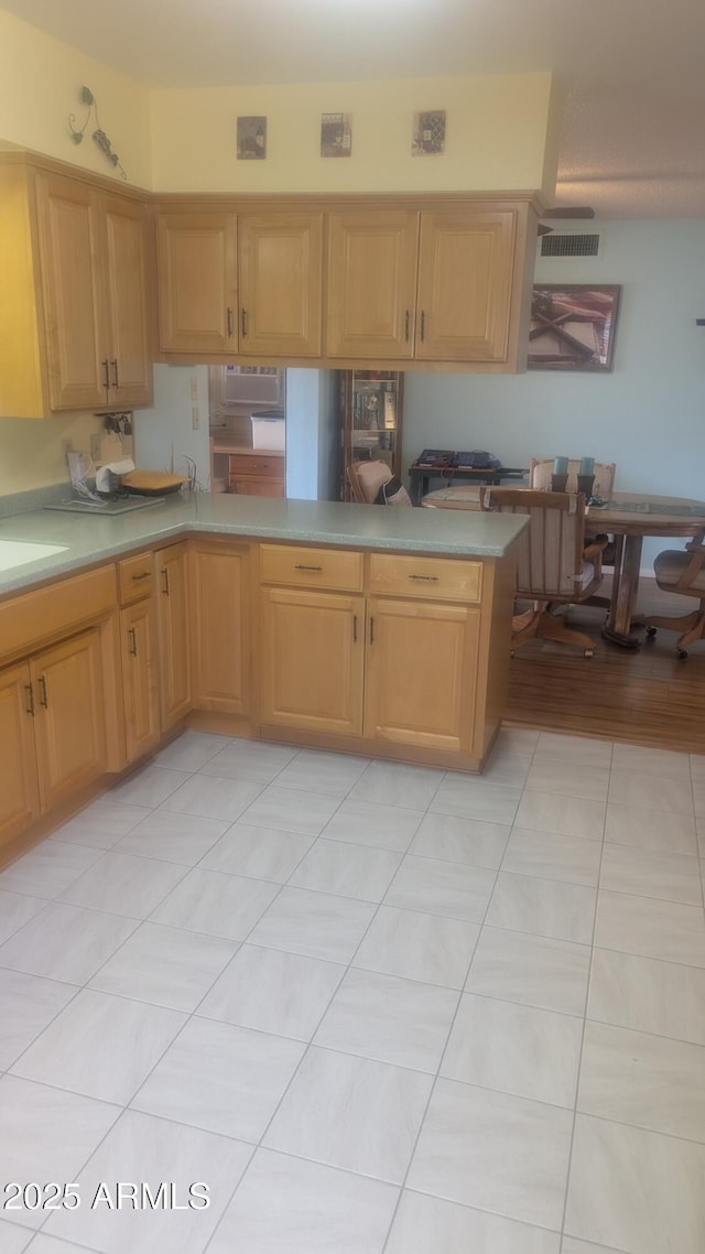 962 S Main Dr, Apache Junction, AZ 85120 - kitchen with a peninsula, light brown cabinets, and light countertops